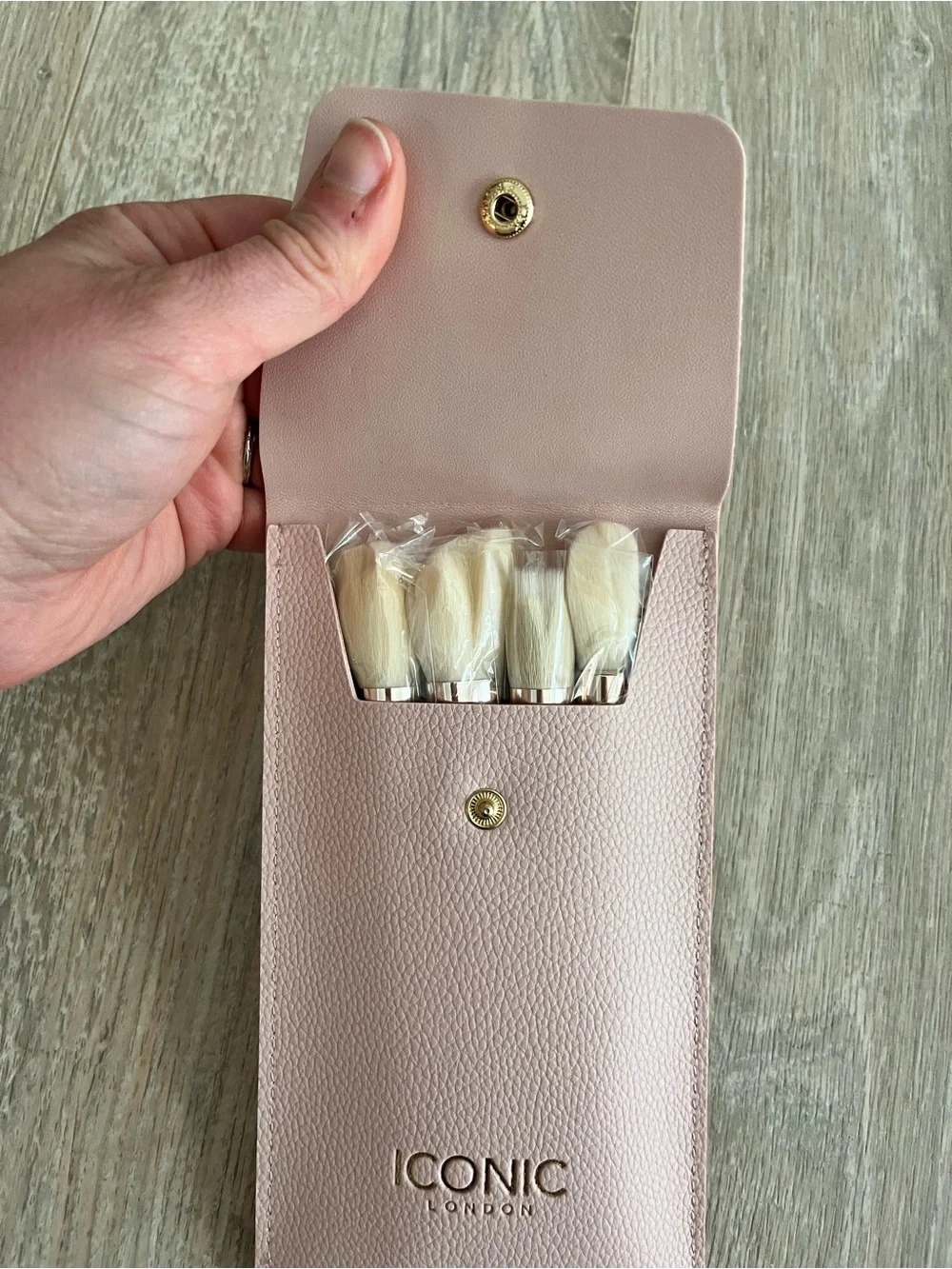 NWT ICONIC London Blush Pink Leatherette Snap Pouch